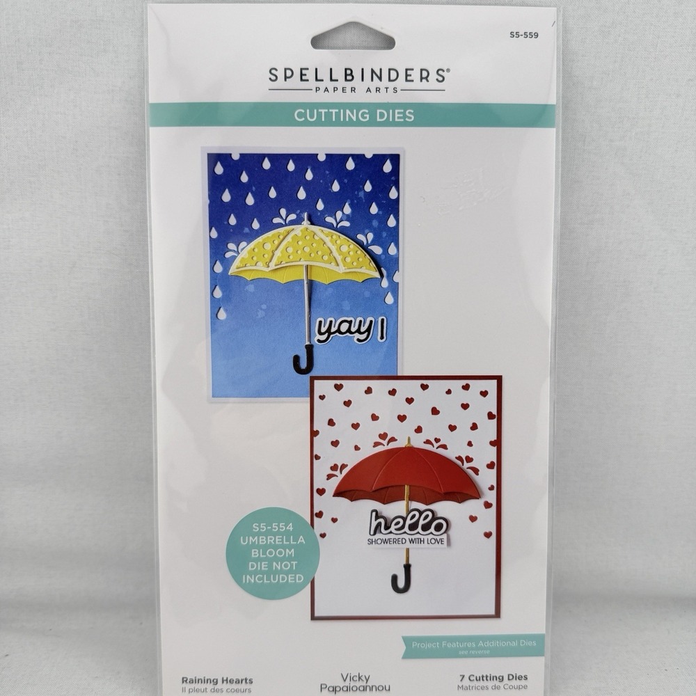 Spellbinders Etched Dies Raining Hearts S5-559 by Vicky Papaioannou‎ Hello Yay
